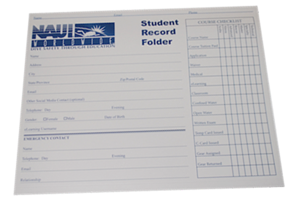 NAUI Student Record Folder